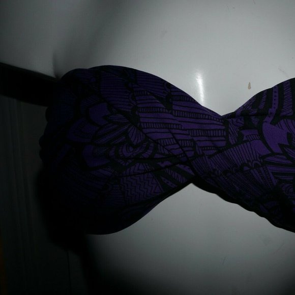 New Skye Swimwear Purple/Black Twist Bandeau Top size S - Picture 2 of 6